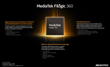Caractéristiques principales du Filogic 360 de MediaTek (image via MediaTek)