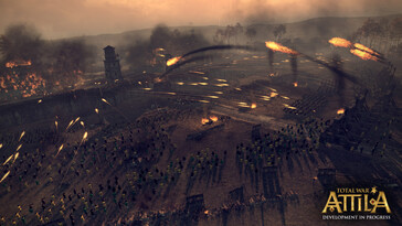 Une image représentant une bataille et de nombreux soldats dans Total War : Attila.