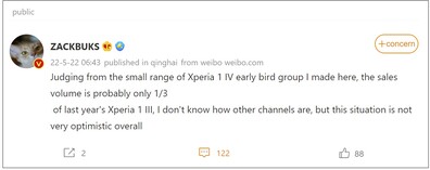 Prévente du Xperia 1 IV. (Source de l'image : Weibo - traduction automatique)