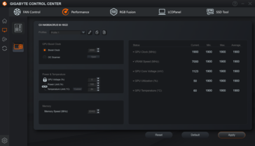 Paramètres d'overclocking du GPU