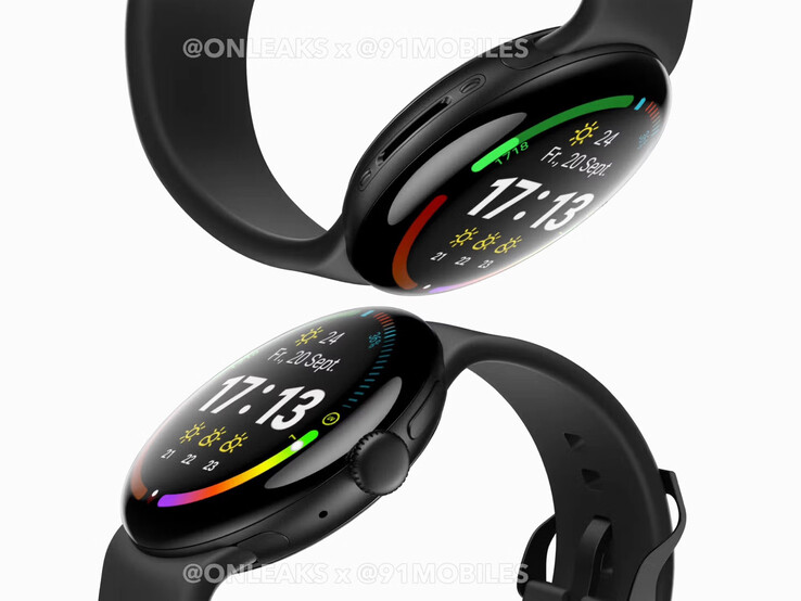 Un rendu dérivé de la CAO de ce à quoi la Pixel Watch 4 devrait ressembler. (Source de l'image : 91mobiles &amp; OnLeaks)