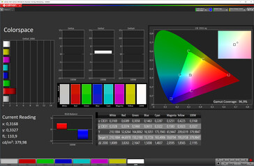 Samsung Galaxy Note20 Ultra - Espace colorimétrique (profil : Naturel ; espace colorimétrique cible : sRVB).