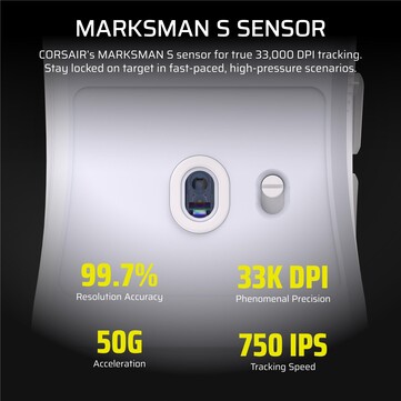 Spécifications du capteur Corsair Sabre V2 Pro Ultralight. (Source de l'image : Corsair)