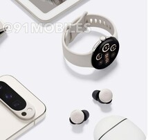 La série Pixel Watch 3 devrait être disponible en 41 mm et 45 mm. (Source de l'image : Google via 91mobiles & @OnLeaks)