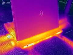 Carte de température de l'Alienware 16 Area-51 lors du frottement de Cyberpunk 2077 en mode Overdrive