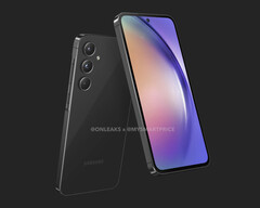 Le Galaxy A55 arbore un design familier aux autres modèles récents de la série Galaxy A de Samsung. (Source de l&#039;image : MySmartPrice &amp;amp; @OnLeaks)