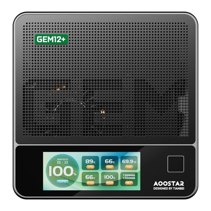 Le mini-PC est doté d'un écran intégré et d'un capteur d'empreintes digitales (Source : Aoostar)
