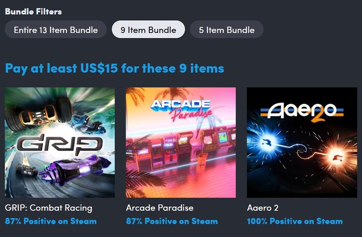 Image décorative. En payant 15 $, vous obtenez 9 jeux (Source de l'image : Humble Bundle)