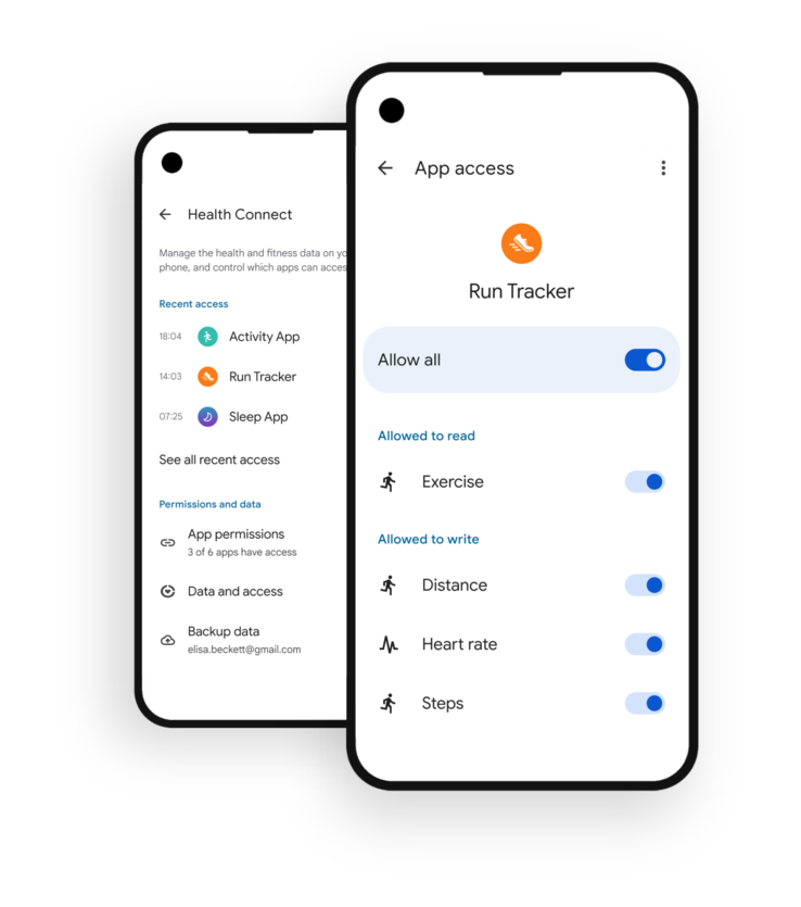 Les utilisateurs pourront gérer l'intégration de Garmin via le tableau de bord mobile de Health Connect. (Source de l'image : Google)
