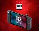 Nintendo Switch 2 présentée avec une carte Game-Key de 16 Go (Source de l'image : Nintendo of America avec modifications)