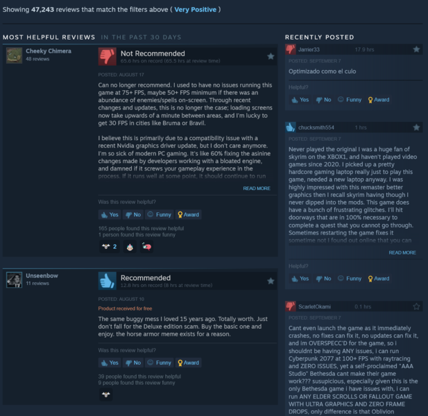 Oblivion Remastered a récemment fait l'objet de critiques négatives sur Steam (Image source : screenshot, Steam)