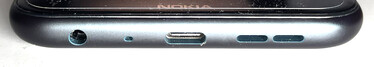 Bas : 3.Port 5 mm, microphone, port USB-C, haut-parleur
