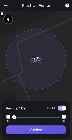 Si le vélo quitte une zone prédéfinie, une alarme est déclenchée