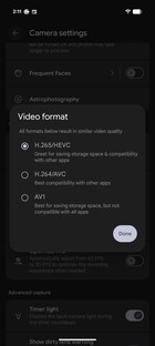 Options de format vidéo