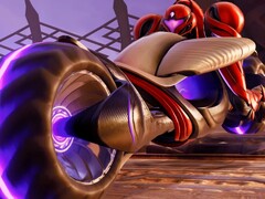 Samus de Metroid Prime 4 : Beyond sur sa moto Vi-O-La (Image source : Nintendo of America on YouTube, screenshot)