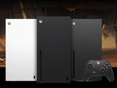 Xbox Series X en blanc (à gauche), noir (au milieu) et Galaxy Black Special Edition (à droite). (Source de l&#039;image : Microsoft)