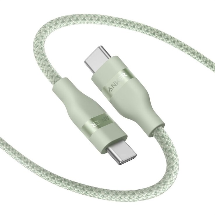 Le câble USB-C vers USB-C d'Anker (3 ft, 240W, Upcycled-Braided) en Sprout Green