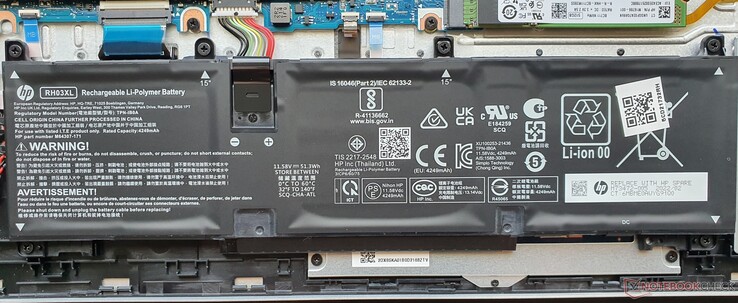 batterie de 51 Wh. Egalement disponible avec une capacité de 43 Wh (~50 grammes plus léger)