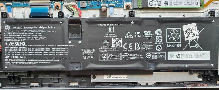 batterie de 51 Wh. Egalement disponible avec une capacité de 43 Wh (~50 grammes plus léger)