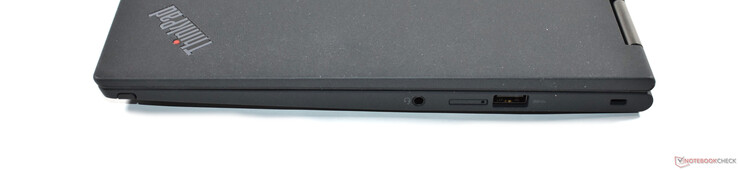 À droite : audio 3,5 mm, micro SIM, USB-A 3.2 Gen 1, verrou Kensington