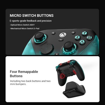 La manette dispose de quatre boutons personnalisables.