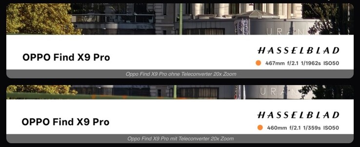 Lors de l'utilisation de l'objectif externe, la vitesse d'obturation et/ou les valeurs ISO changent de manière significative, ce qui indique une perte de lumière.