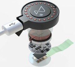 Implant cérébral Neuralink avec chargeur, modèle 3D (Source : CGTrader)