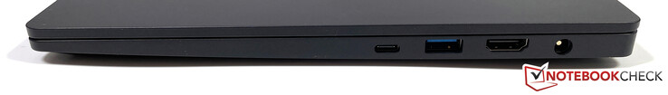 Droite : Thunderbolt 4 (DisplayPort 1.4, Power Delivery), HDMI 2.0b, USB-A 3.2 Gen. 1 (alimenté), alimentation électrique