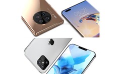 Huawei Mate 40 Pro (en haut) &amp; Apple iPhone 12 (en bas). (Source de l&#039;image : WindowsUnited.de/PhoneArena - édité)