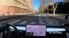 La Tesla 2021 Model 3 de John Bernal a heurté une borne alors que la fonction Beta d'auto-conduite intégrale était engagée. (Image Source : AI Addict sur YouTube)
