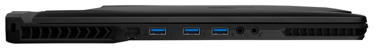 Côté gauche : Ethernet gigabit, 3 x USB A 3.1 Gen 1, jack écouteurs, jack micro.