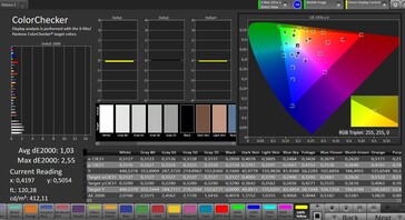 Précision des couleurs (espace couleur cible : sRGB ; profil : Standard)