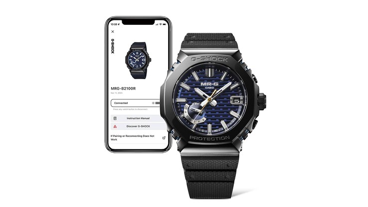 Le Casio MRG-B2100R-2A peut se connecter à votre smartphone via Bluetooth (source : Casio)