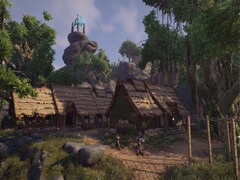 Une image représentant un village dans Elex, actuellement en vente sur Steam.