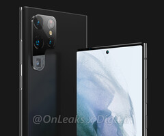 Le Galaxy S22 Ultra a un aspect distinct du Galaxy Note. (Image source : OnLeaks &amp;amp; Digit)