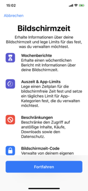 iPhone XS - Options de limitation de temps des applis.