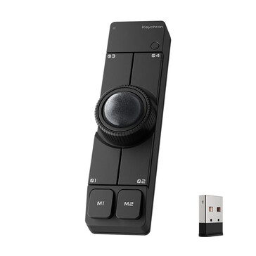 Souris trackball sans fil Keychron Nape Pro de couleur noire, fournie avec un dongle USB de type A