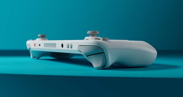 La Steam Deck OLED : Limited Edition White a un bouton d'alimentation orange. (Source de l'image : Valve)