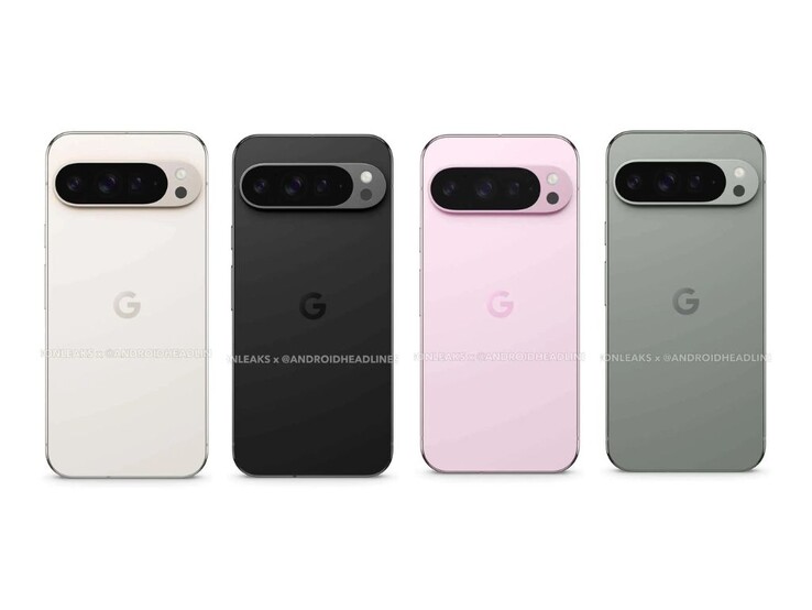 Les quatre couleurs du Google Pixel, telles que divulguées par @OnLeaks. (Source : @OnLeaks x Android Headlines)
