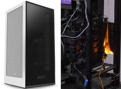 Un incendie dans un boîtier NZXT H1 pourrait conduire à un GPU gravement endommagé ou pire encore. (Source de l&#039;image : NZXT/Gamers Nexus)