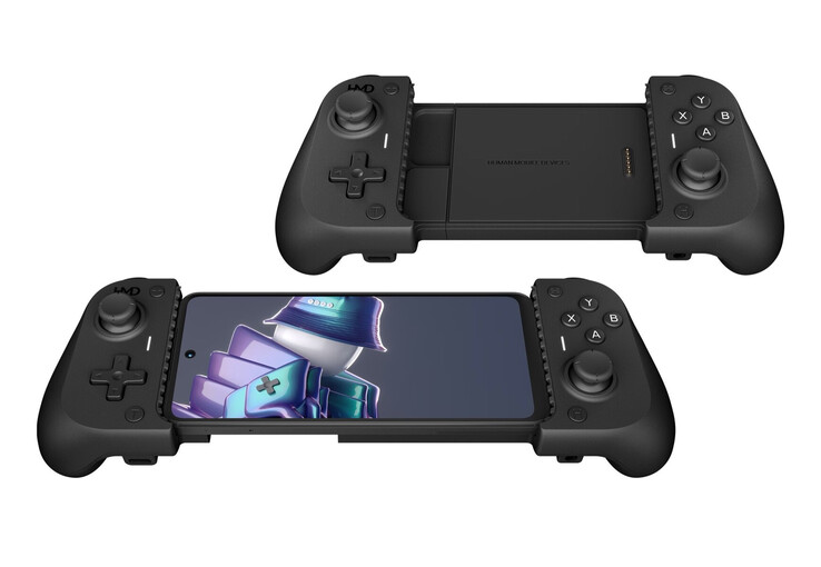 Le HMD Fusion X1 peut être transformé en console de jeu à l'aide d'un accessoire d'origine. (Source de l'image : HMD Global)