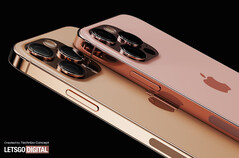 La série iPhone 13 Pro est censée arriver en quatre couleurs, dont l'or et le bronze. (Image source : LetsGoDigital)