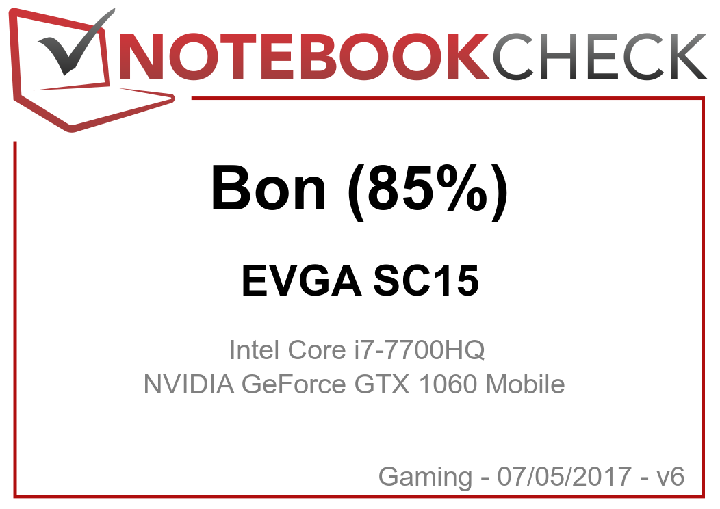 Courte critique du PC portable EVGA SC15 i7 7700HQ GTX 1060 Notebookcheck